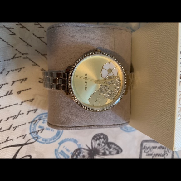 Gold Michael Kors Watch w/ Spring Floral Accent